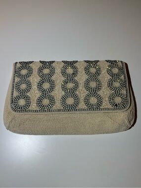 Beaded Cream Evening Clutch